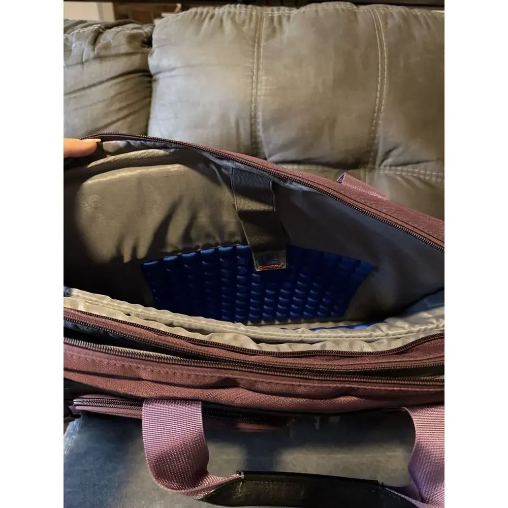 CoolBell Laptop Messenger Bag Unisex Large Plum Multi-Pocket Padded Briefcase